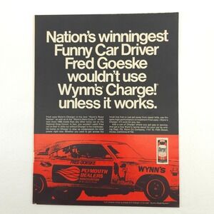 VTG Fred Goeske Plymouth Funny Car Advertising Print Ad Garage Wall Art 1969